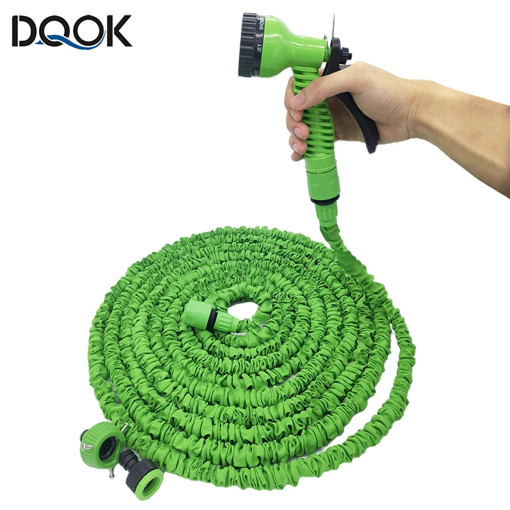 Expandable Garden Hose with Spray Gun & Foam Pot | 25–100ft