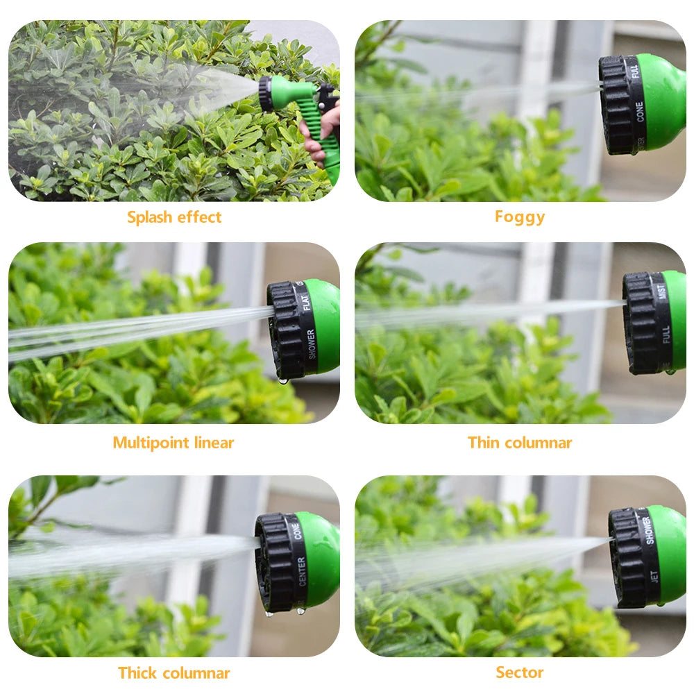 Expandable Garden Hose with Spray Gun & Foam Pot | 25–100ft