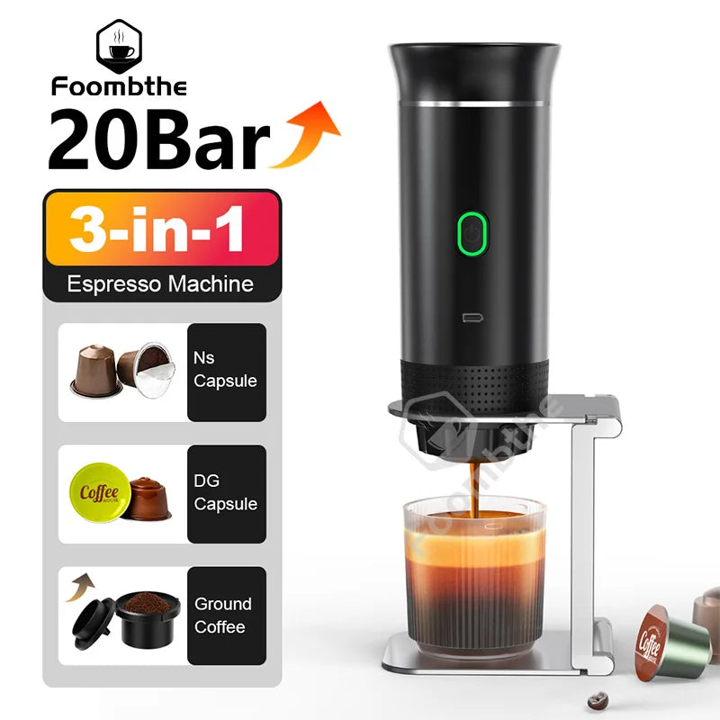 Portable Espresso Coffee Machine – 3-in-1 Travel Coffee Maker Home & Camping