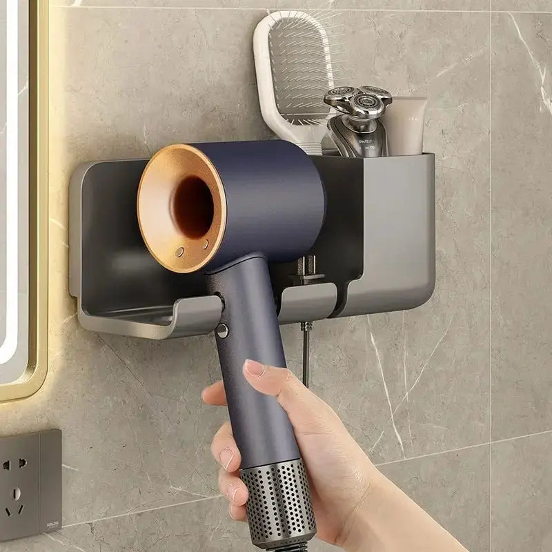 1PC Hair Dryer Storage Rack – Wall Mounted, No-Drill Bathroom Organizer