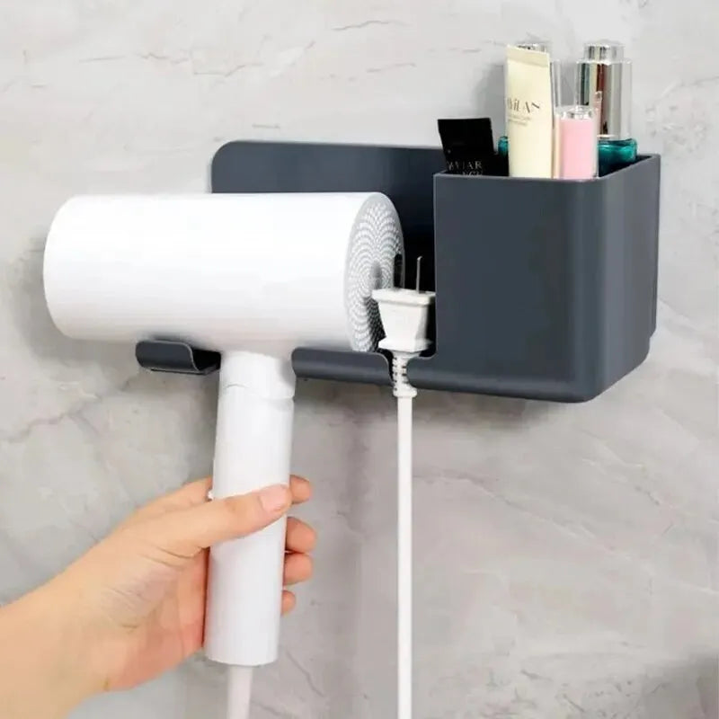 1PC Hair Dryer Storage Rack – Wall Mounted, No-Drill Bathroom Organizer