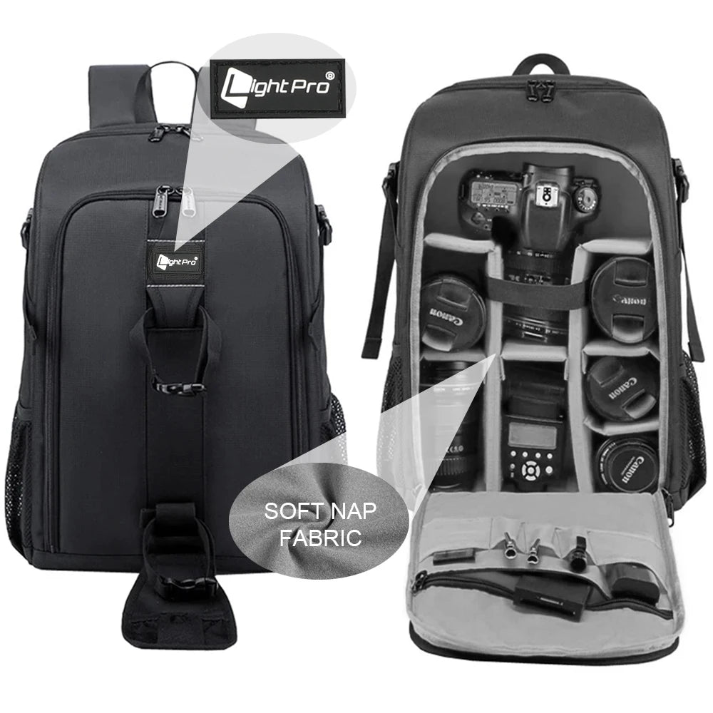 Waterproof DSLR Camera Backpack – Large Capacity Tripod Holder Rain Cover for Canon, Nikon, Sony