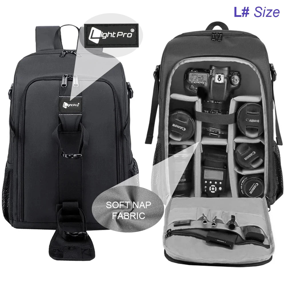 Waterproof DSLR Camera Backpack – Large Capacity Tripod Holder Rain Cover for Canon, Nikon, Sony