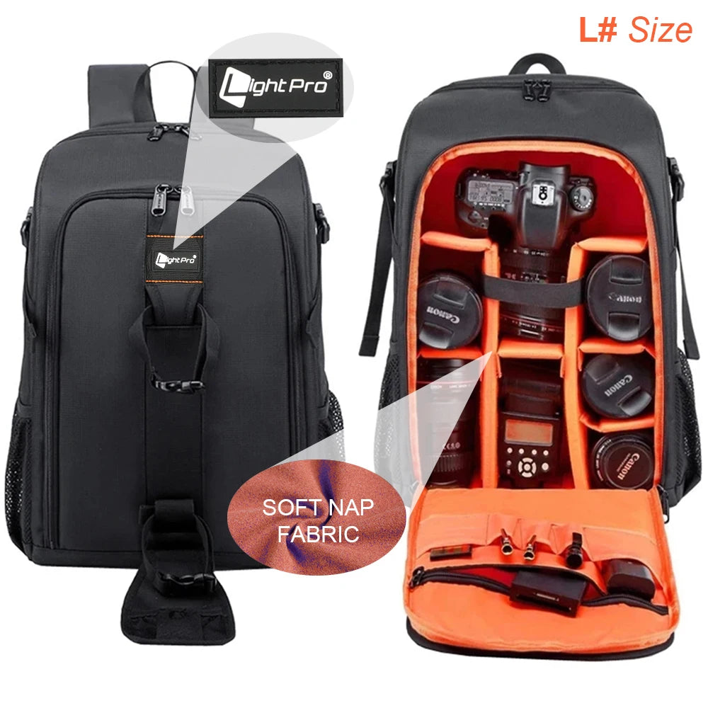 Waterproof DSLR Camera Backpack – Large Capacity Tripod Holder Rain Cover for Canon, Nikon, Sony