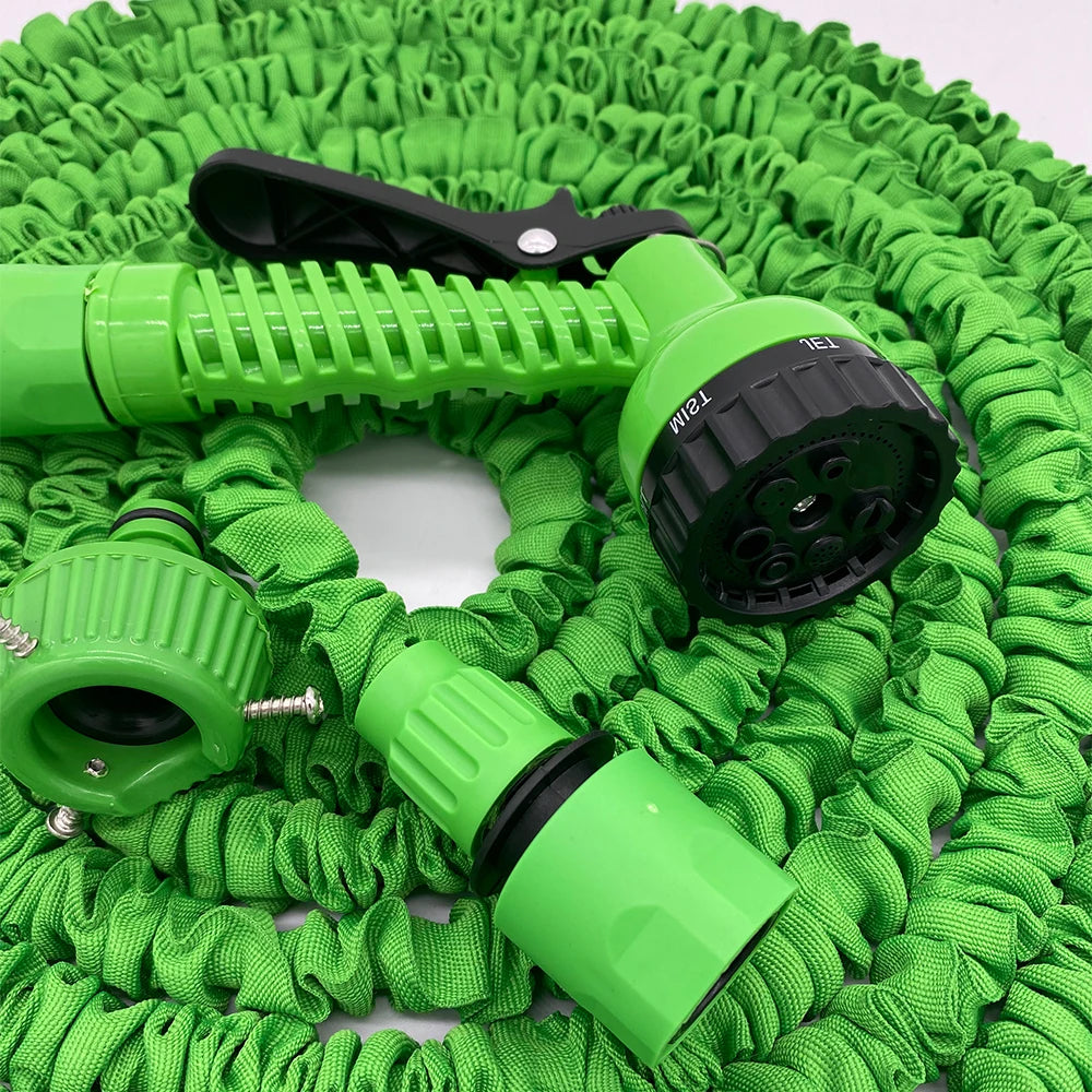 Expandable Garden Hose with Spray Gun & Foam Pot | 25–100ft