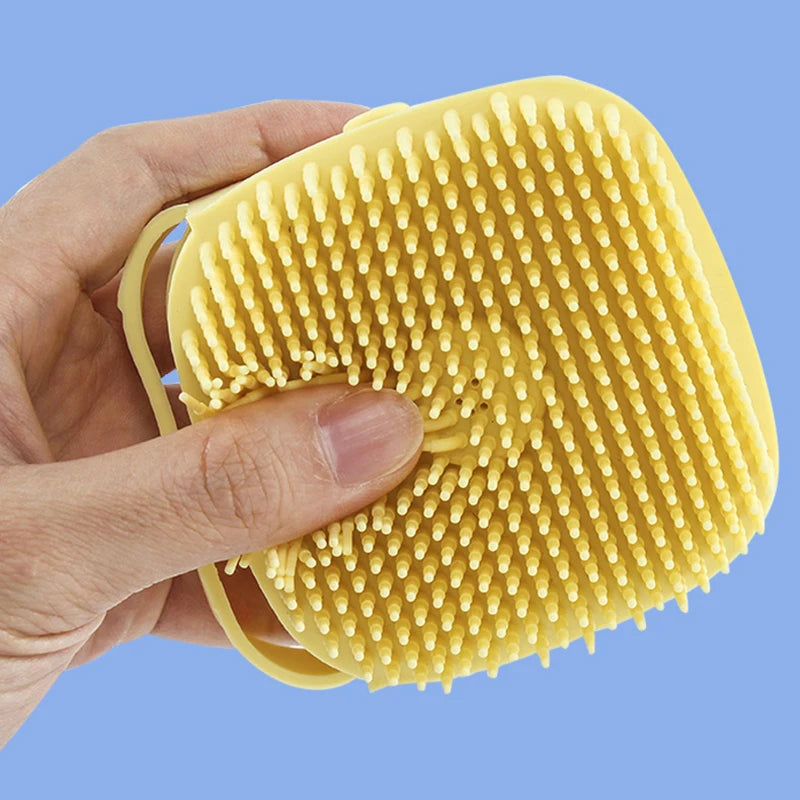 Silicone Pet Bath Brush with Soap Dispenser – Grooming for Dogs & Cats