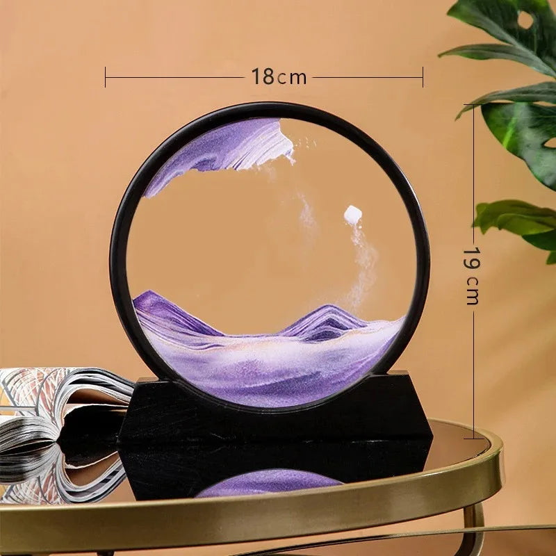 3D Hourglass Quicksand Art Picture Round Deep Sea Sandscape Flowing Painting for Office & Home Decor