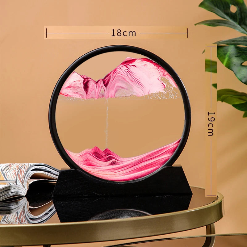 3D Hourglass Quicksand Art Picture Round Deep Sea Sandscape Flowing Painting for Office & Home Decor