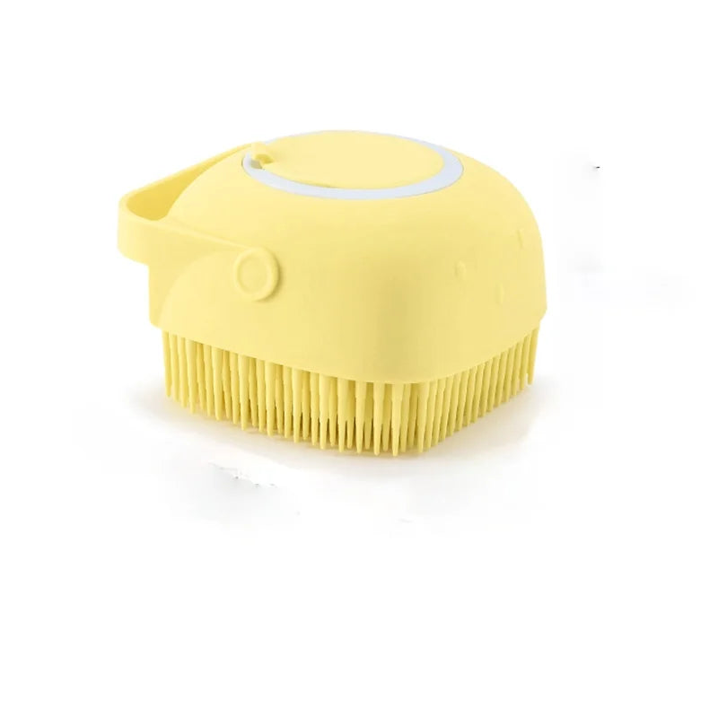 Silicone Pet Bath Brush with Soap Dispenser – Grooming for Dogs & Cats