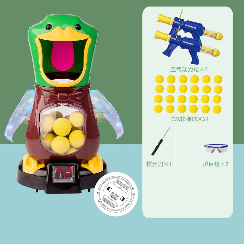 Air-Powered Duck Shooting Game – Soft Bullet Ball Gun Toy with Light & Electronic Scoring for Kids