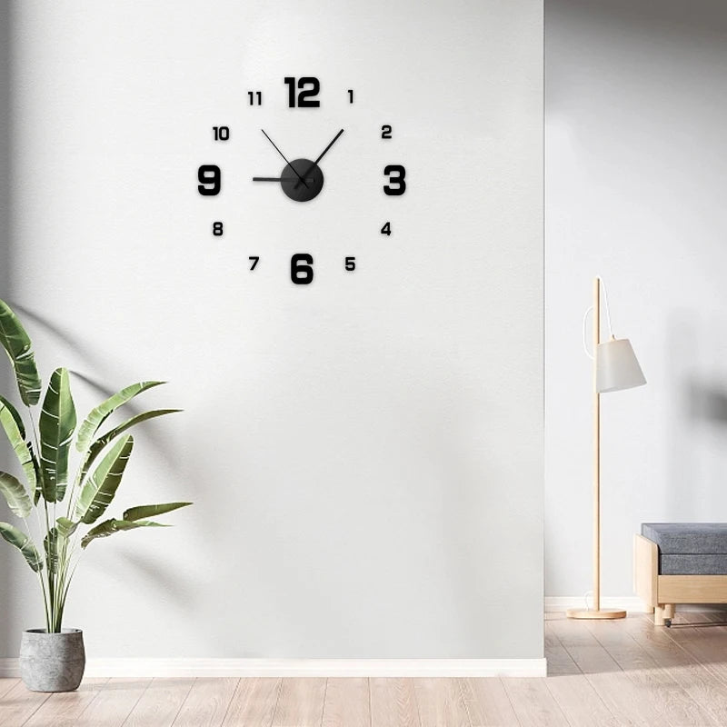 Frameless DIY Wall Clock Silent Decorative Clock for Living Room, Office, or Bedroom - Vintage Style