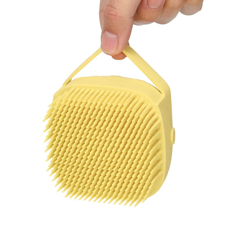 Silicone Pet Bath Brush with Soap Dispenser – Grooming for Dogs & Cats