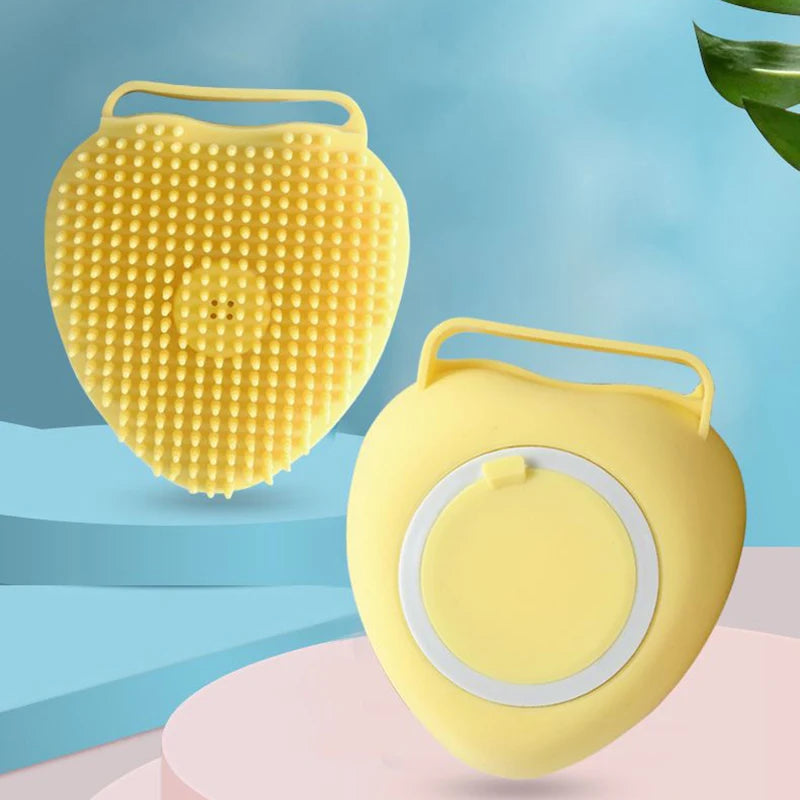 Silicone Pet Bath Brush with Soap Dispenser – Grooming for Dogs & Cats