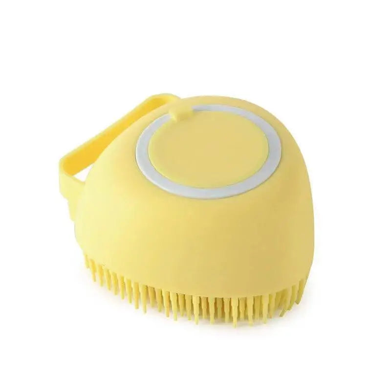 Silicone Pet Bath Brush with Soap Dispenser – Grooming for Dogs & Cats