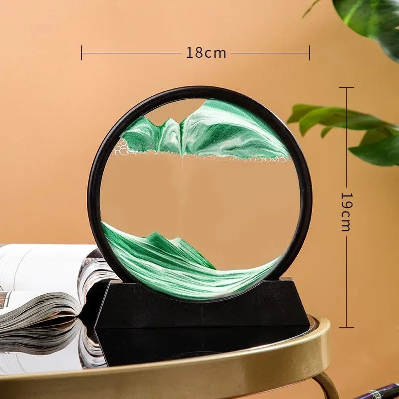 3D Hourglass Quicksand Art Picture Round Deep Sea Sandscape Flowing Painting for Office & Home Decor