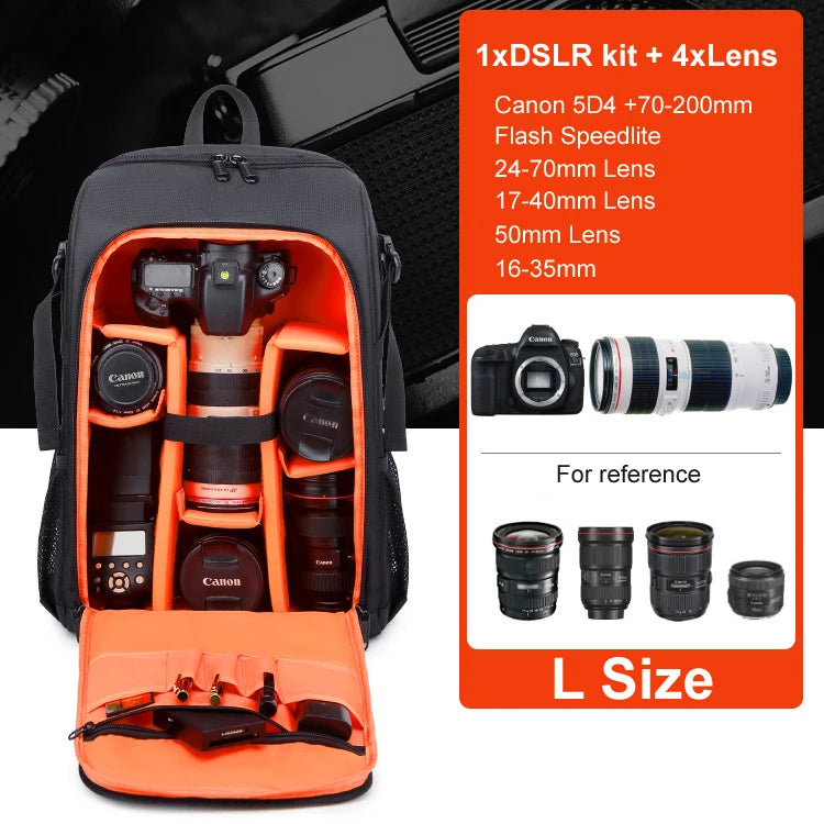 Waterproof DSLR Camera Backpack – Large Capacity Tripod Holder Rain Cover for Canon, Nikon, Sony