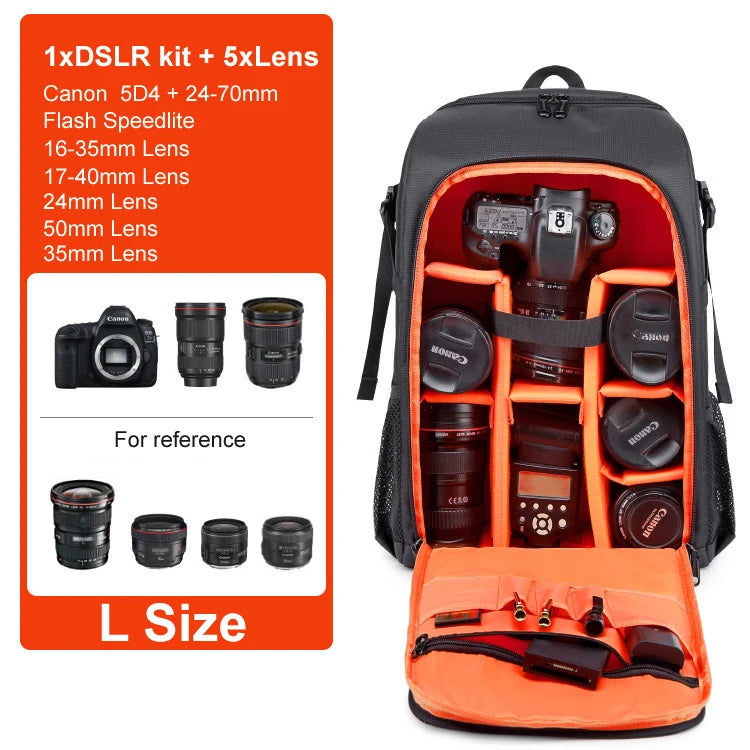 Waterproof DSLR Camera Backpack – Large Capacity Tripod Holder Rain Cover for Canon, Nikon, Sony