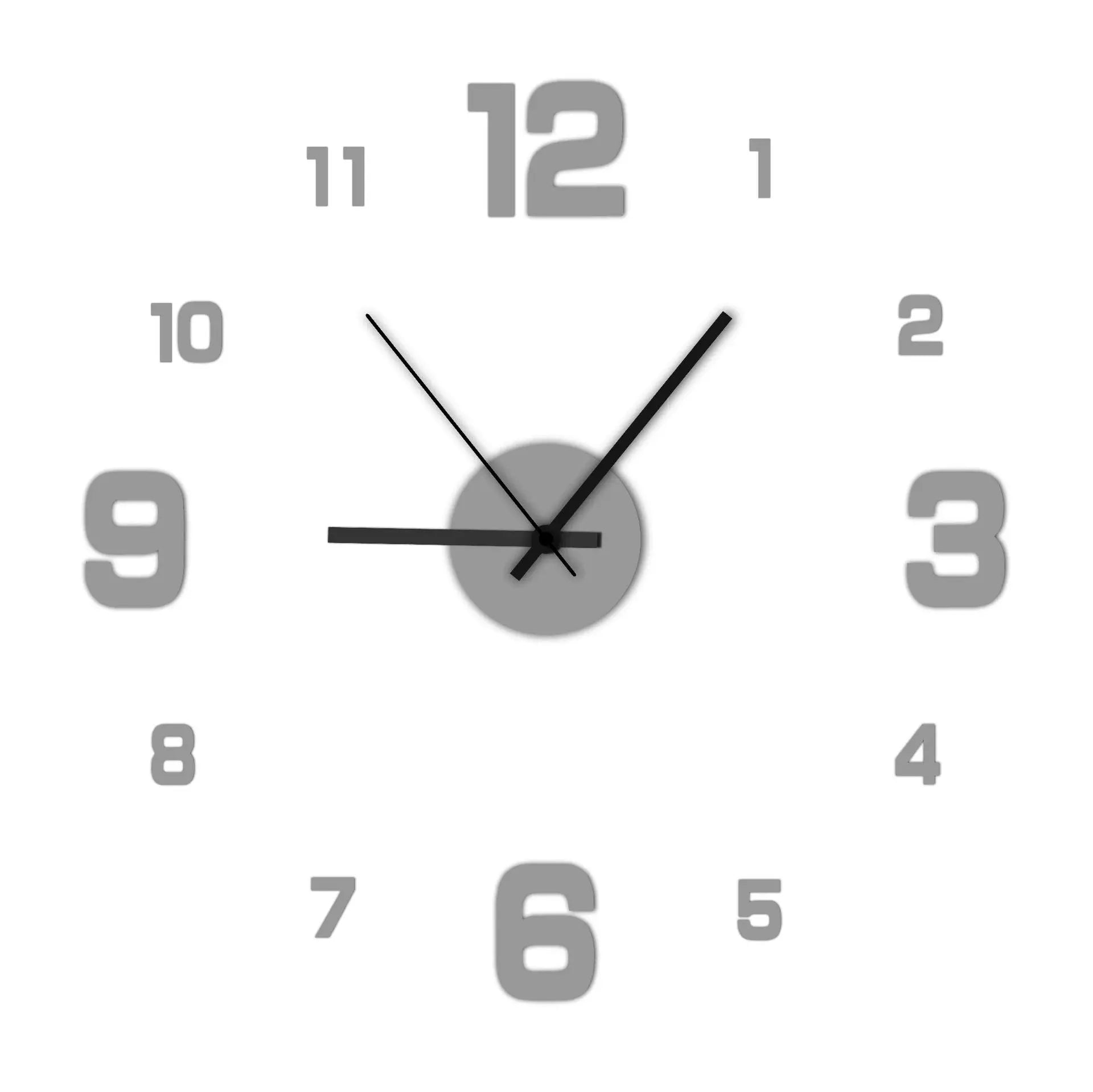 Frameless DIY Wall Clock Silent Decorative Clock for Living Room, Office, or Bedroom - Vintage Style