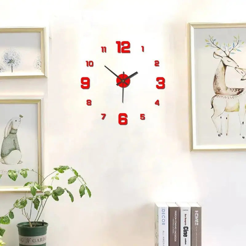 Frameless DIY Wall Clock Silent Decorative Clock for Living Room, Office, or Bedroom - Vintage Style