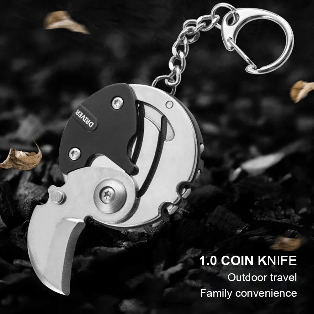 Multifunctional Hexagon Keychain Tool – Mini Folding Knife, Screwdriver & EDC Gear Coin Tool