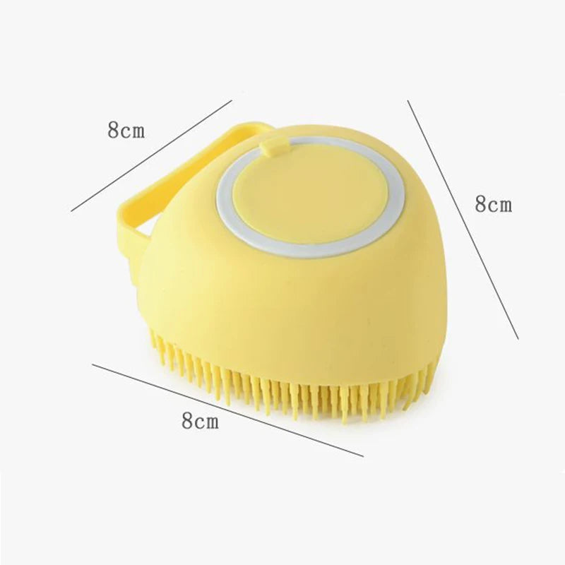 Silicone Pet Bath Brush with Soap Dispenser – Grooming for Dogs & Cats