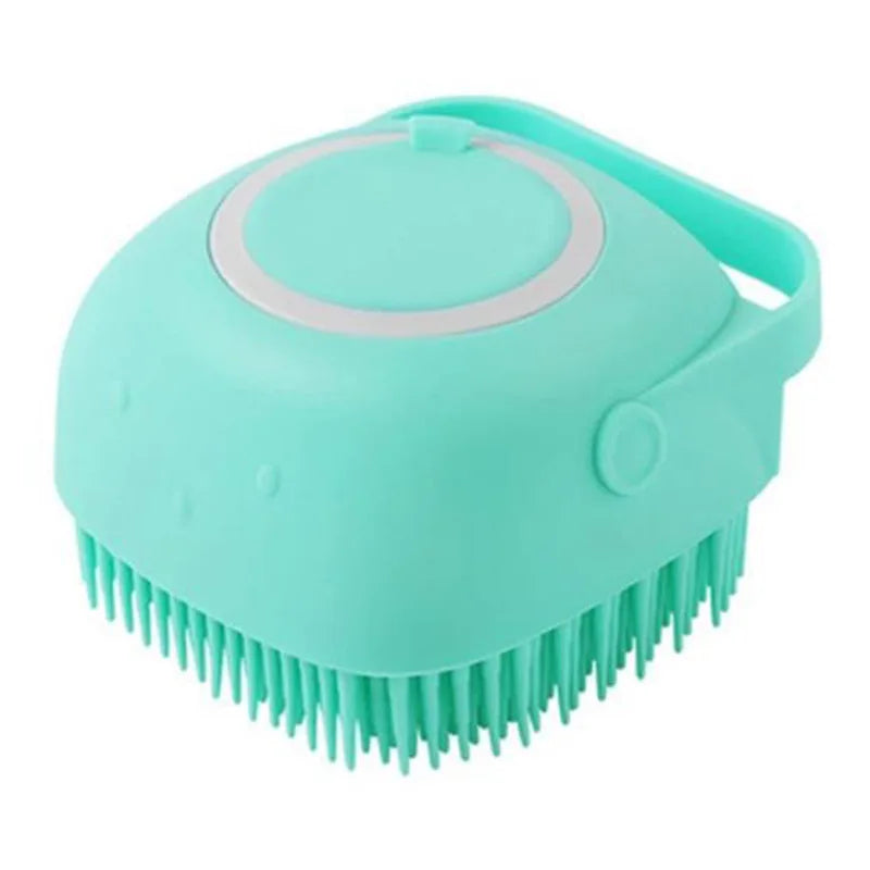 Silicone Pet Bath Brush with Soap Dispenser – Grooming for Dogs & Cats